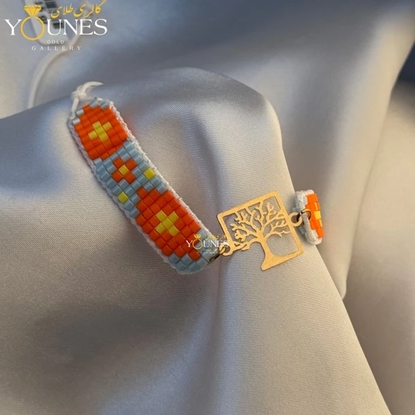 دستبند میوکی درخت زندگی مربعی طلا